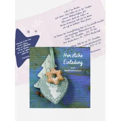 Weihnachtseinladung geschäftlich selbst gestalten mit Spruch und Fotos im Onlinedesigner bei Meine-Kartenmanufaktur.de