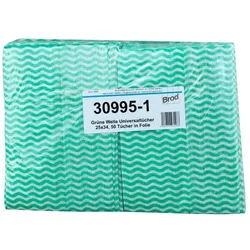 Grüne Welle, Universaltücher mit Textilcharakter, grün-weiß, 55 % Viskose, 45 % Polyester, ca. 25x34 cm, 50 Tücher