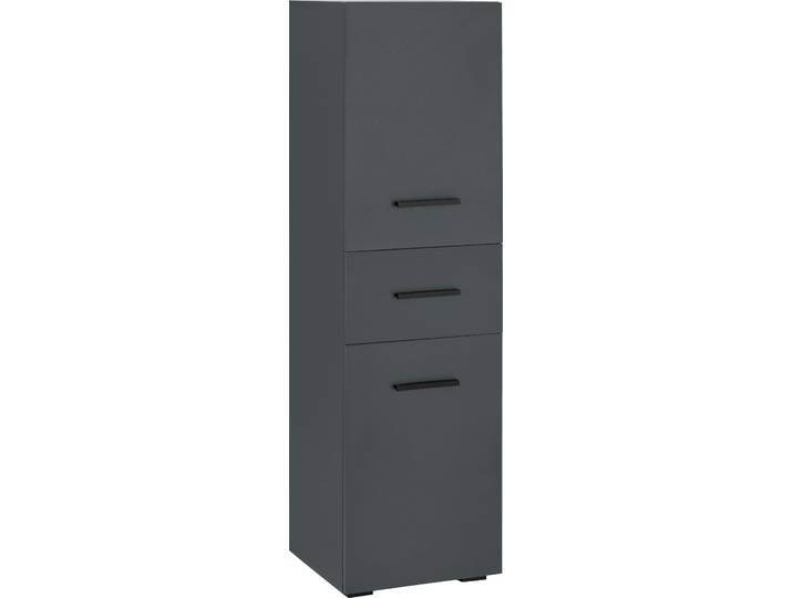 Midischrank WELLTIME Skara , grau (anthrazit, anthrazit), B:38cm H:130cm T:35cm, Holzwerkstoff, Schränke, Midischrank, verstellbarer Einlegeböden hinter jeder Tür, Breite 38 cm, Höhe 130 cm