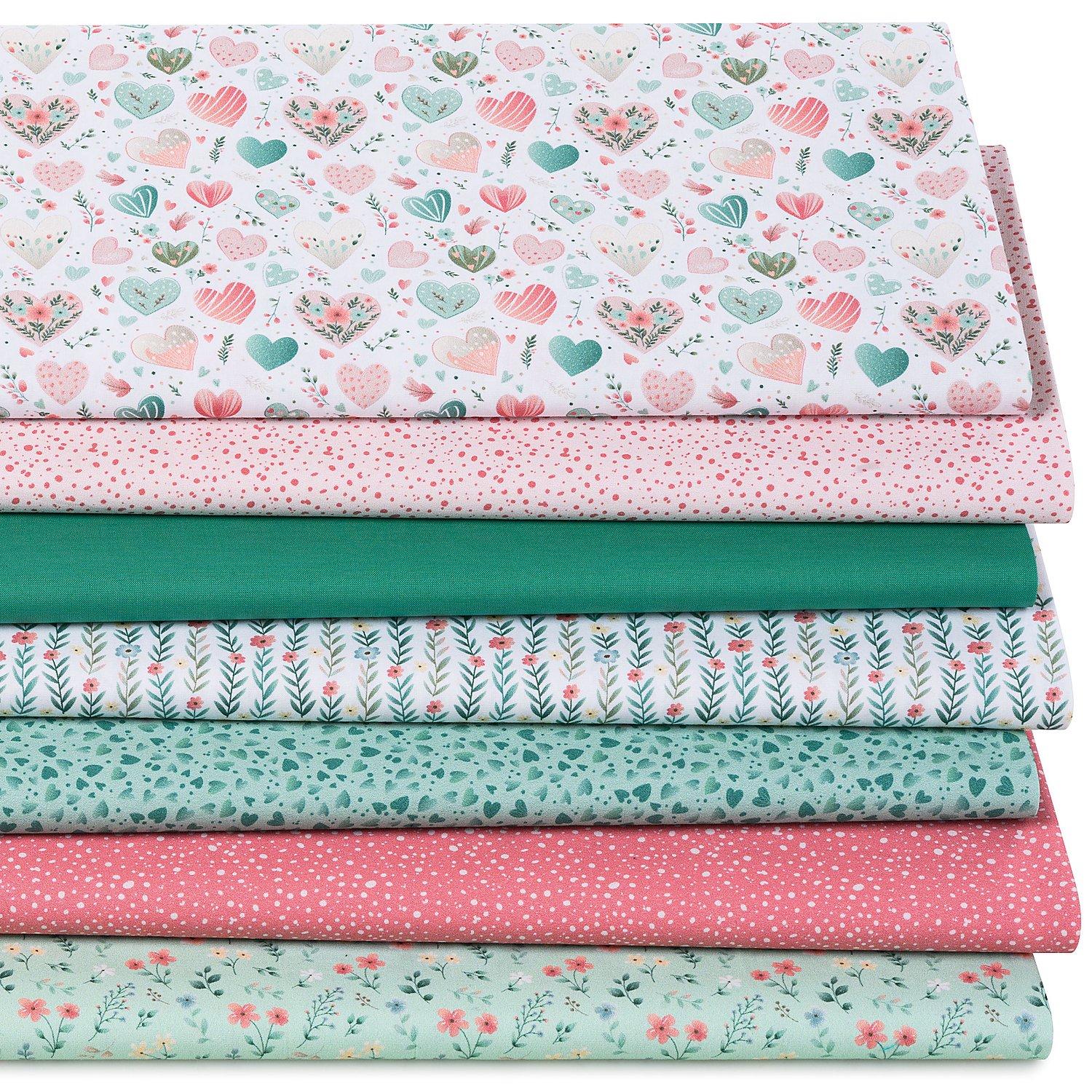 Patchwork- und Quiltpaket „Herzen“, pastell-color