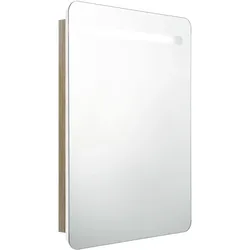 vidaXL LED-Bad-Spiegelschrank Weiß und Eichen-Optik 60x11x80 cm