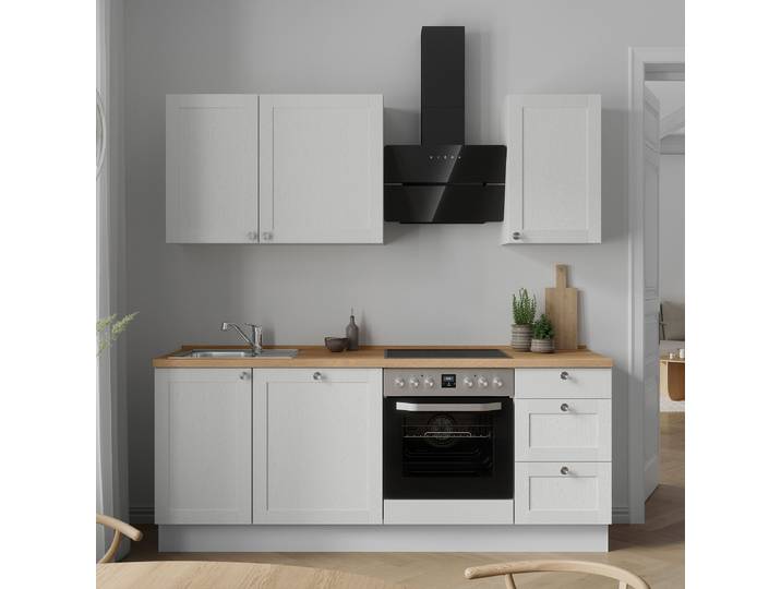 Küchenzeile High-Line Frame Variante B 210cm Ausrichtung rechts Weiß/Weiß AEG