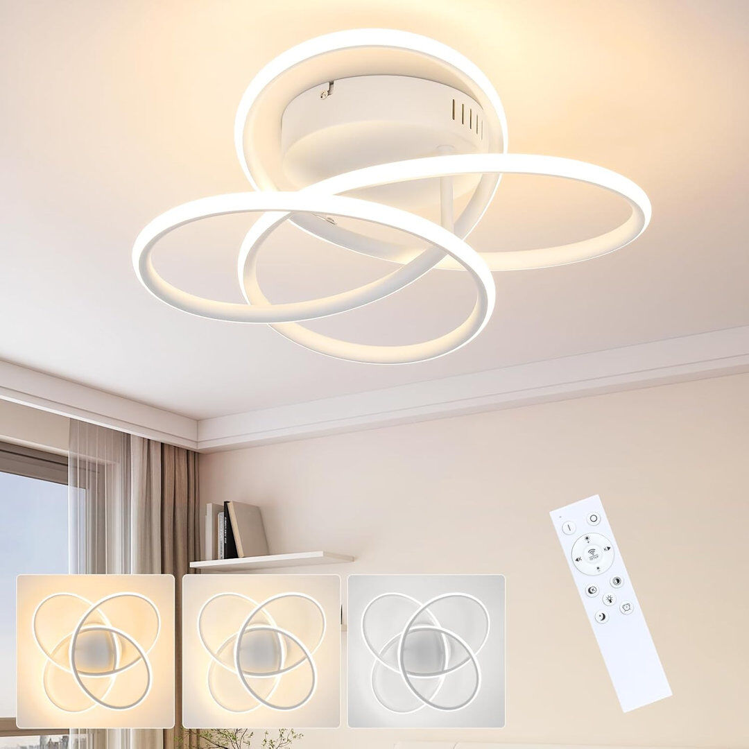 Metro 41cm Butterfly‑Shaped Dimmable LED Flush Mount White 14cm H X 41cm W X 41cm D