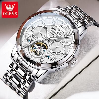Youfap Market Luxury Skeleton Automatic Watch For Men Waterproof Luminous Mechanical Wristwatch white