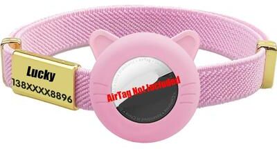 Uplift Essentials New Breakaway AirTag Tracker Cat Collar With Custom ID pink