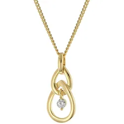 GLIZZ GL8144 Damen-Halskette mit Gold-Anhänger 333/8K Zirkonia, 45 cm