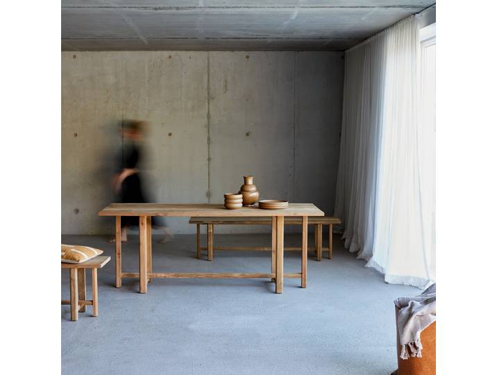 Esstisch Antonia aus massivem Recycling-Teak 200 - Natur