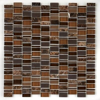 Daltile Clio Mosaics 1 X Random Mosaic Glass and Stone Tile in Eos - 12x12