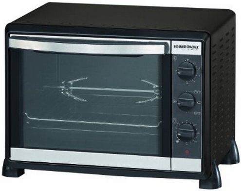 Rommelsbacher BG1550 Back+Grill Ofen 1550W 30l 4 Einschubebenen Drehspieß Minibackofen 30 l (Schwarz) 4001797270207