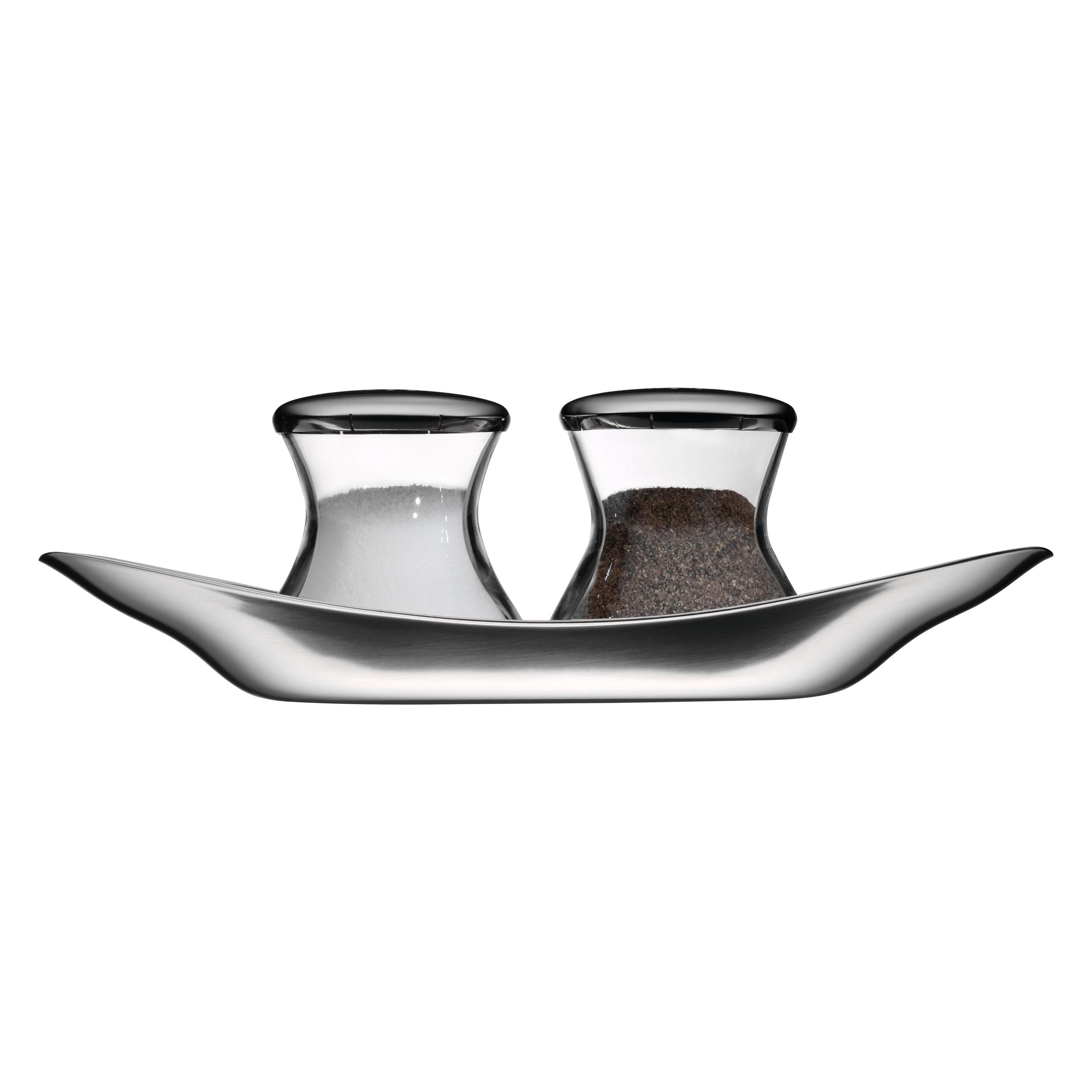 WMF Salz und Pfefferstreuer Set Teller 3tlg Max & Moritz Wagenfeld Edelstahl matt (Pfeffer, Salz) (4000530457646)