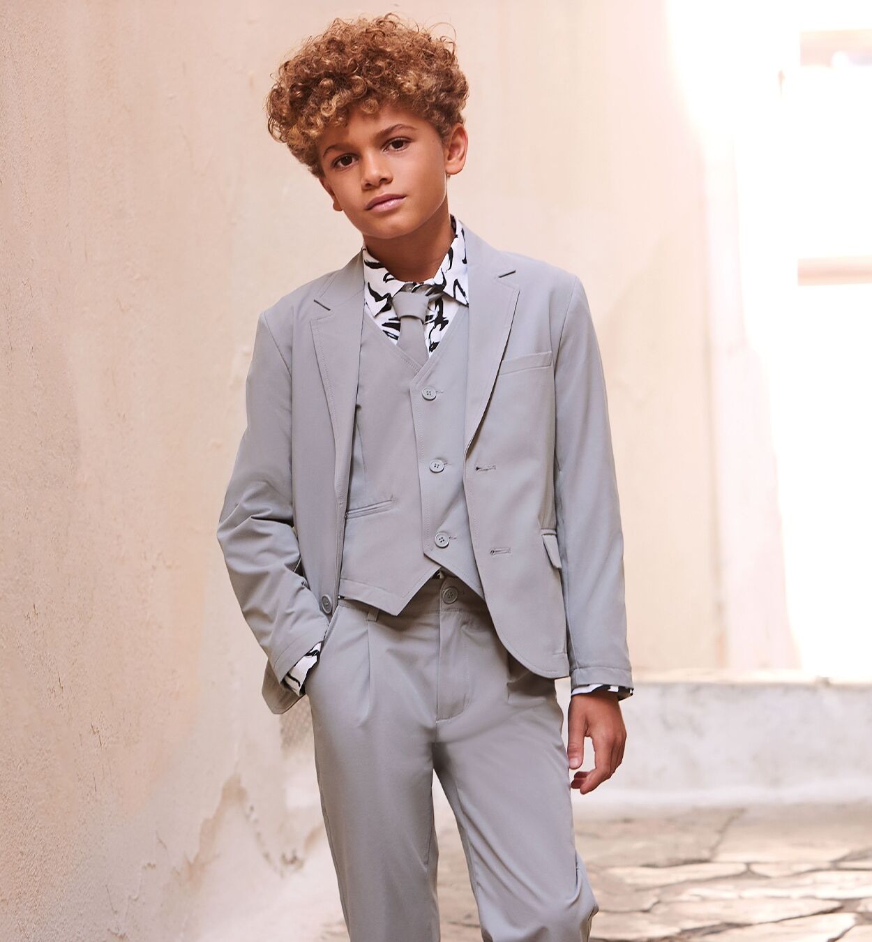 Sakko SARABANDA "BOY JACKET", Jungen, Gr. 170, grau, 100% Polyester, Sakkos Sakko