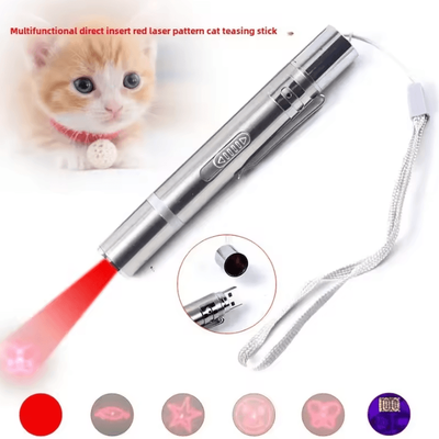 Inspire Curations LaserLeap Multifunction Cat Laser Pen & Interactive Teaser Toy silver 11.5x1.6cm