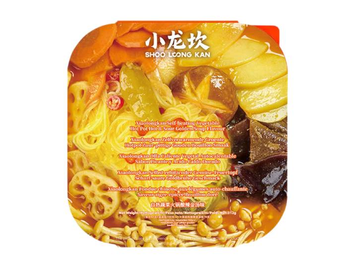 Shoo Loong Kan zelfverwarmende hotpot met groenten, pittig-zure goudkleurige bouillon, 312 g
