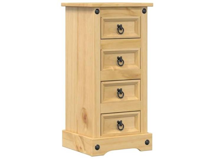GHVBNMF Nachttisch Corona 35x32,5x74 cm Massivholz 4 Schubladen Kompakte Nachtkommode fuer Schlafzimmer und Wohnraum mit Honigwachs-Finish und vier Schubladen aus Echtholz.