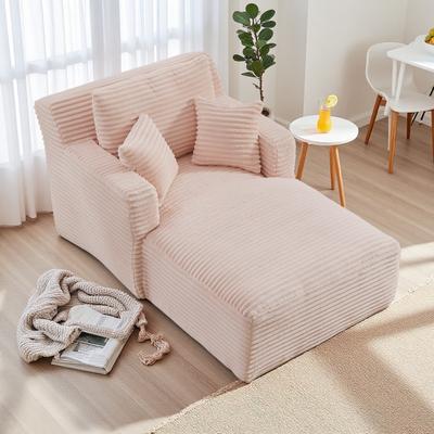 ZWYO HOSIMU Corduroy Foam+Spring Single Chaise Sofa No Assembly Comfy Sleeper Lounge Chair for Living Room Office Apartment Indoor Use