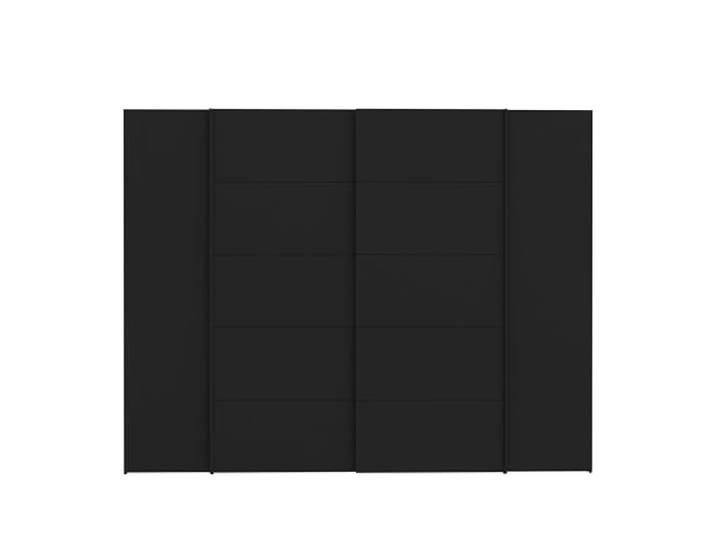 AVANTI TRENDSTORE - Fahda - Möbel Kleiderschrank mit Drehtüren und Schiebetüren, innen mit Kleiderstange und Einlegeböden, in verschiedenen Farben erhältlich.Maße LAP 270,3x210x61,2 cm (Schwarz)