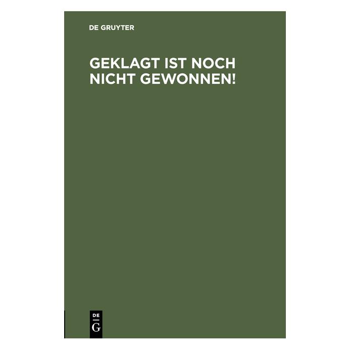 De Gruyter Geklagt ist noch nicht gewonnen! (67772004)