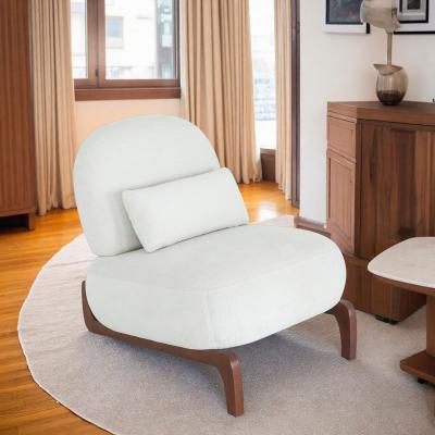 "34.2"" Fabric Armless Accent Chair with Solid Wood Legs and Soft Cushion and Cute Design"