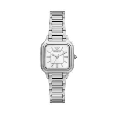 Quarzuhr EMPORIO ARMANI, silber (edelstahlfarben, perlmuttfarben), Armbanduhren, Damen, edelstahlfarben, Quarzuhr, Armbanduhr, Damenuhr, Edelstahlarmband, analog