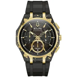 Bulova 98A328 Herrenuhr Chronograph Curv Schwarz/Goldfarben