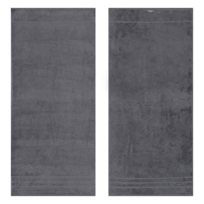 Badetuch EGERIA "Prestige", grau (anthrazit), B:75cm L:160cm, Frotteevelours, Obermaterial: 100% Baumwolle, Handtücher, Badetuch, Uni Programm mit Streifenbordüre, SUPIMA Baumwolle