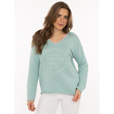 Zwillingsherz "„Positive Mind Neon Kante”", mit Kontrastnaht, V-Neck, washed out Optik, langarm