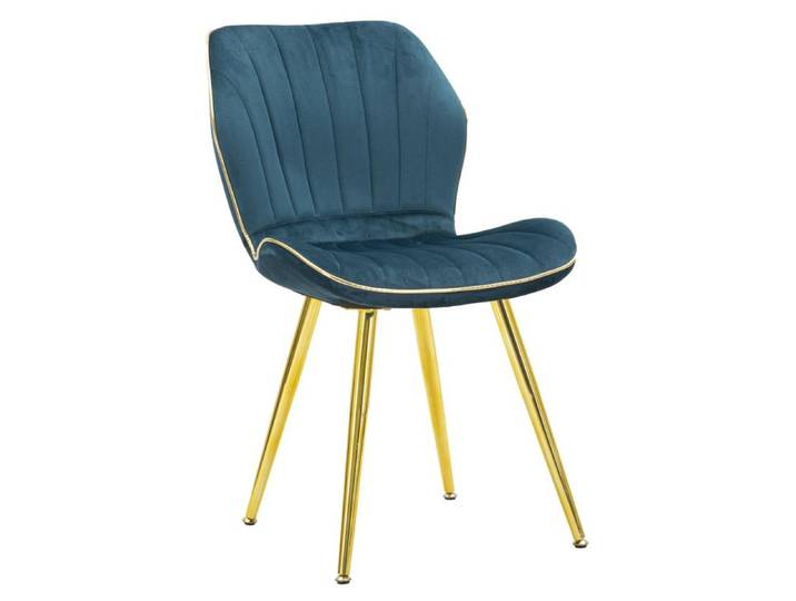 Chaise Paris Space bleu canard et or en velours — lot de 2
