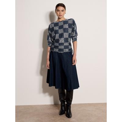 Fledermausshirt APRICOT "Batwing-Oberteil", Damen, Gr. S (36), blau (navy), gewebt, , Modisch, oversize Normale Länge, Rundhals, Gerade Ärmelbündchen, Shirts Fledermausshirt