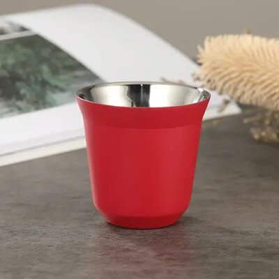 Smart Shopping Spot High Quality Stainless Steel Double Wall JUSTINLAU Mini Coffee Cups, Portable Heat insulating Drink Cups red