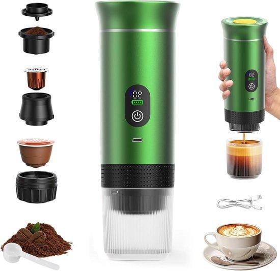 VHV Draagbaar Koffiezetapparaat - Mini Espresso Maker - Groen - 90 ml