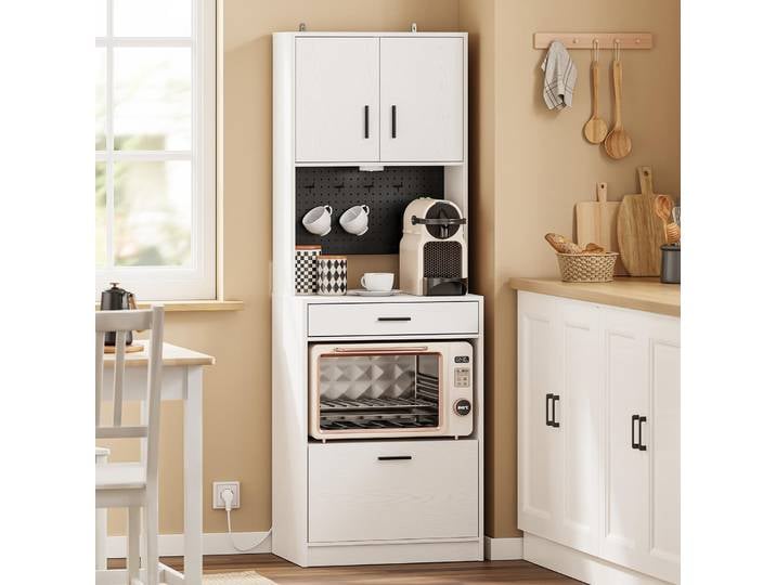 SoBuy Meuble étroit à tiroirs Meuble avec prises électriques Blanc Scandinave FSB98-E-WG