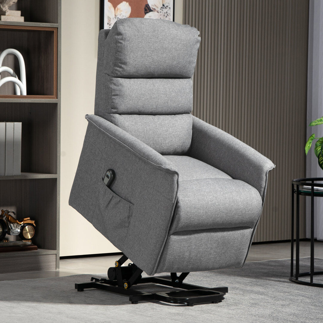 17 Stories Rabiyah Power Lift Recliner Electric Reclining Chair with Remote Grey 97cm H X 64cm W X 93cm D