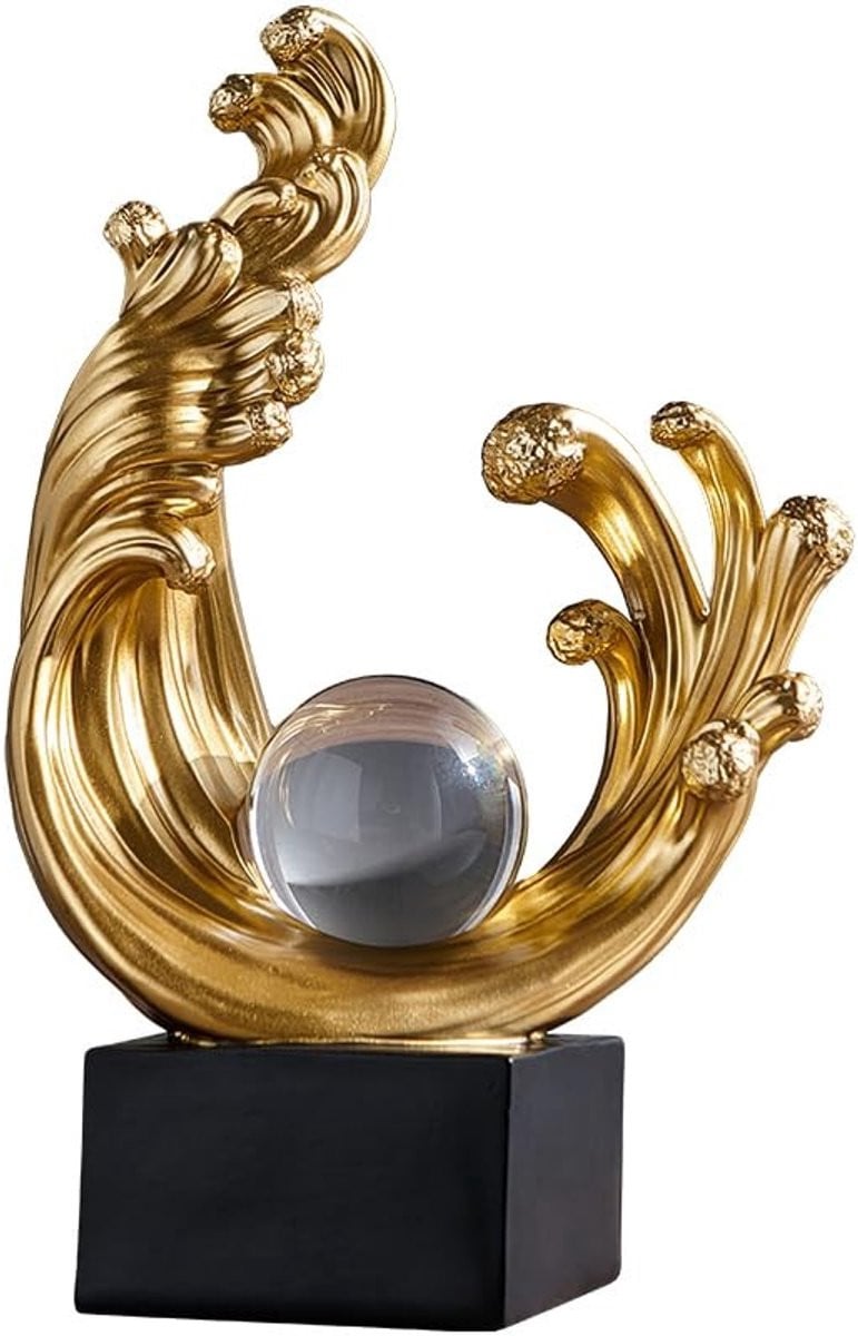 Omgoods Moderne Abstracte Decoratieve Standbeeld - Golfvormige Kunst Sculptuur in Crystal