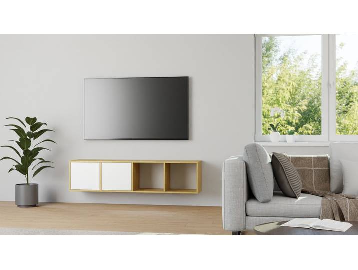 Sideboard mit Wandhalterung – diverse Materialien Eiche Natur geölt