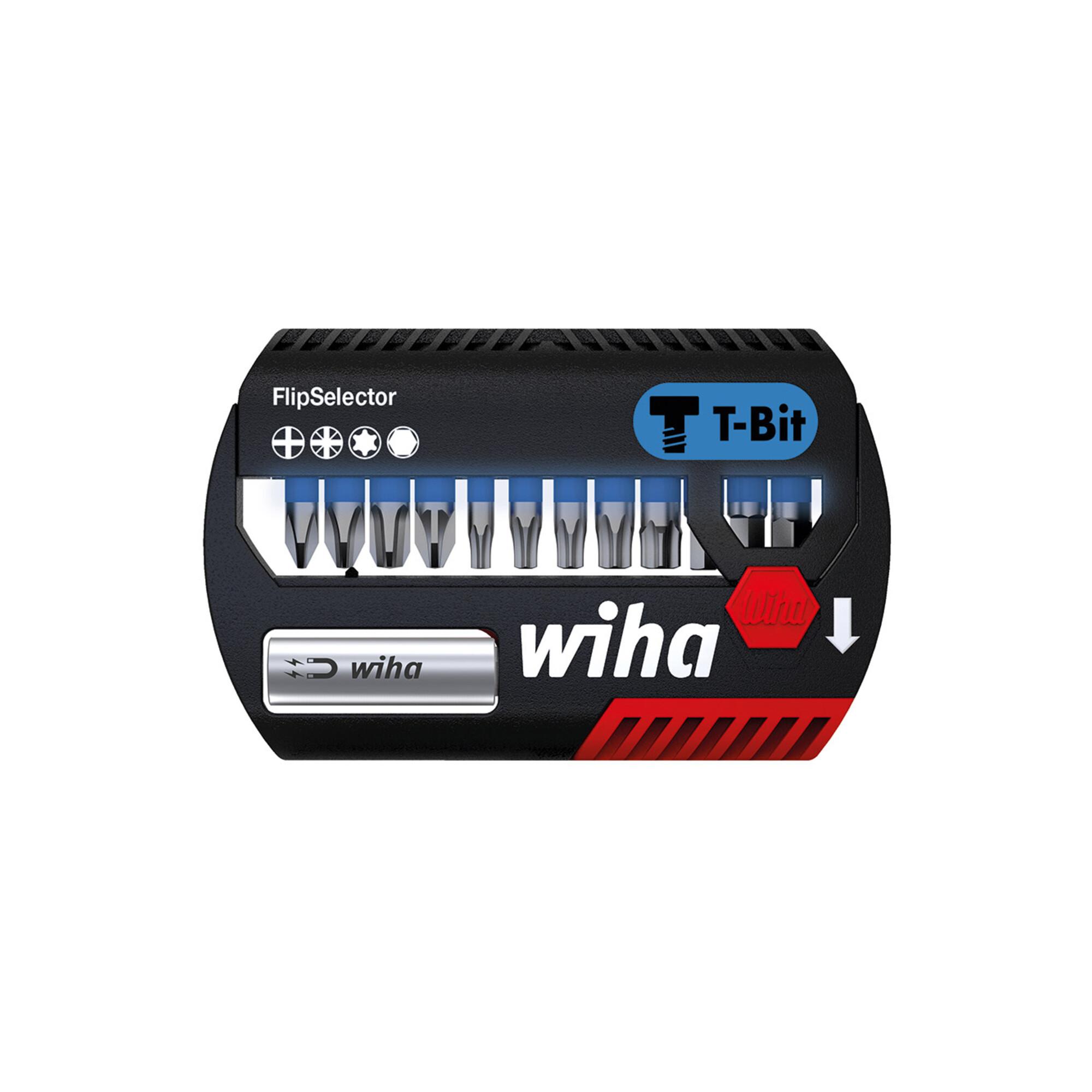 Wiha Bit Set FlipSelector T-Bit 13-tlg. I T-Bit 25 mm PH, PZ, TX, Sechskant 1/4" C6,3 I Impact- & Schlaugschrauber geeignet (41826))