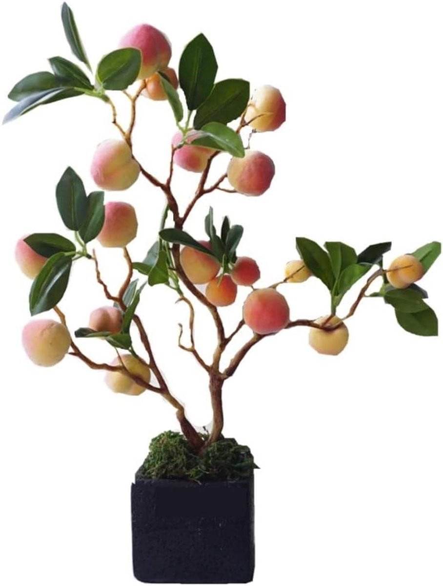 Kunstmatige Perzikboom Bonsai - Onderhoudsvrije Groene Decoratie voor de Woonkamer - 40 x 30 cm