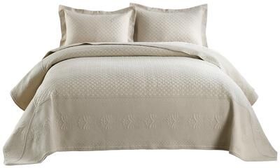 MarCielo Embroidered Cotton Oversized Quilt Bedspread Set