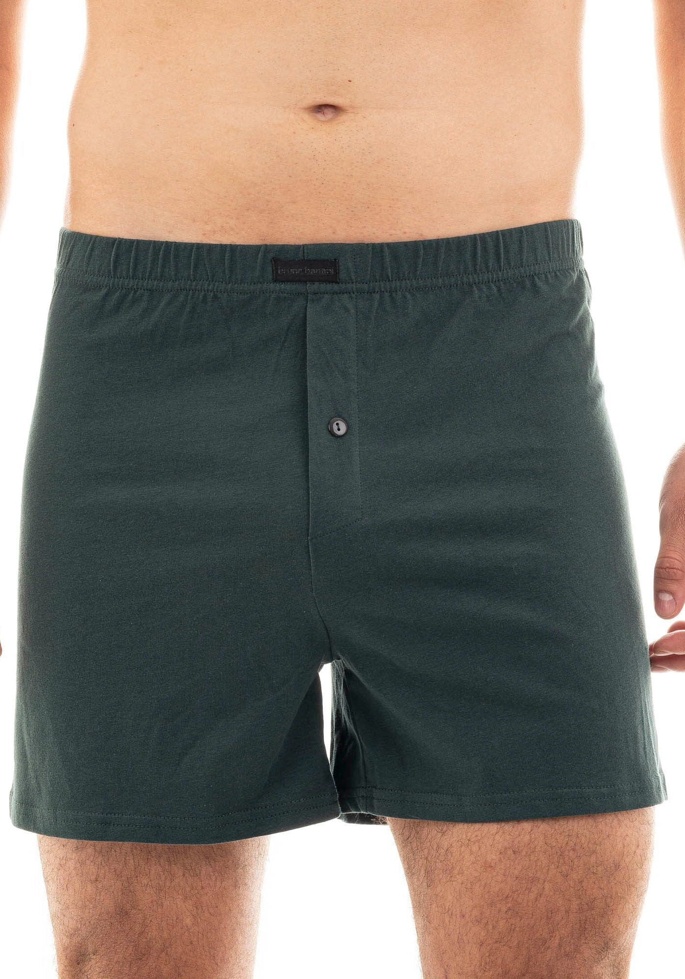 Weiter Boxer BRUNO BANANI "Loose Fit", Herren, Gr. S, grün (tannengrün), Obermaterial: 100% Baumwolle, körpernah, Unterhosen Weiter Boxer, mit Knopfleiste tannengrün S