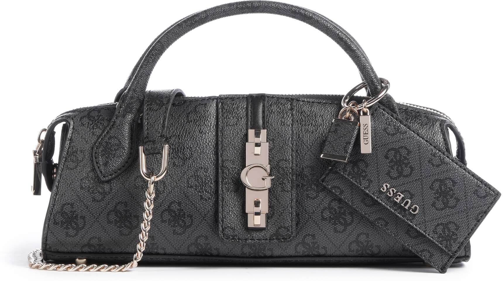 Guess Yvonne Logo Mini Handtasche aus Leder, grau