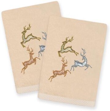 Authentic Hotel and Spa Christmas Leeping Deer 2PC Hand Towel Set