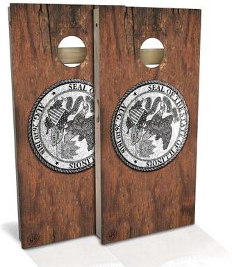 Skip's Garage Illinois Flag Rustic Outdoor Cornhole Board Set