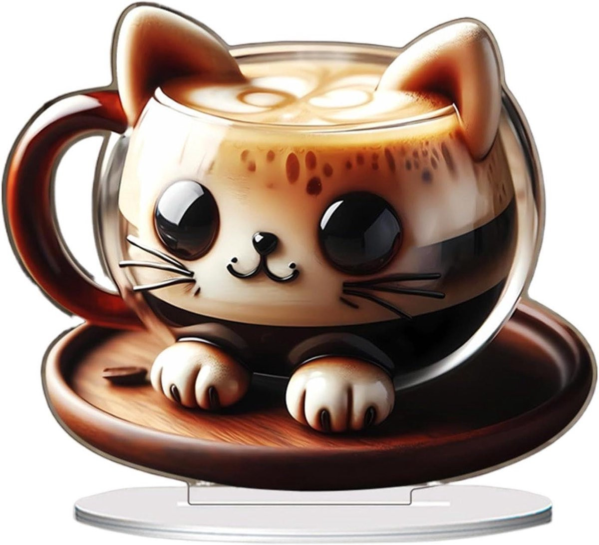 Kat Koffiebeeldje Acryl Kitten Multicolor 21,1 x 17 cm