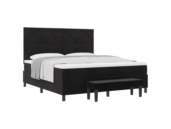 vidaXL Boxspringbett mit Kopfteil Schwarz 200 x 180 cm Samt