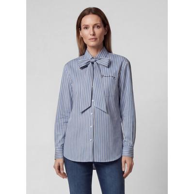 Klassische Bluse RABE "Bluse", Damen, Gr. 36, blau (hellblau), Obermaterial: 70% Baumwolle, 27% Polyamid, 3% Elasthan, gestreift, normal, Blusen Bluse