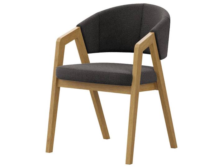 Carryhome Armlehnstuhl, Schwarz, Eiche, Eiche, massiv, eckig, 59x96x60 cm, Stoffauswahl, Esszimmer, Stühle, Esszimmerstühle, Armlehnenstühle