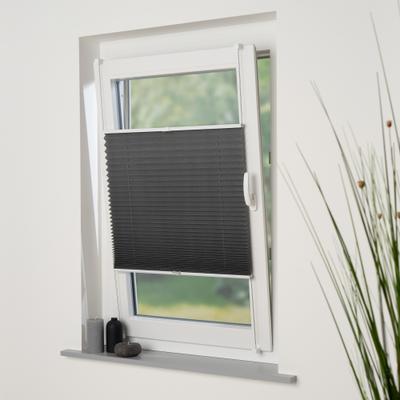 Plissee LIEDECO "Plissee "Easy" – Hochwertiger Vliesstoff, ohne Bohren, blickdicht", grau, B:45cm H:130cm, Plissees, Tageslichdurchlässig, blickdicht, Einfache Montage ohne Bohren