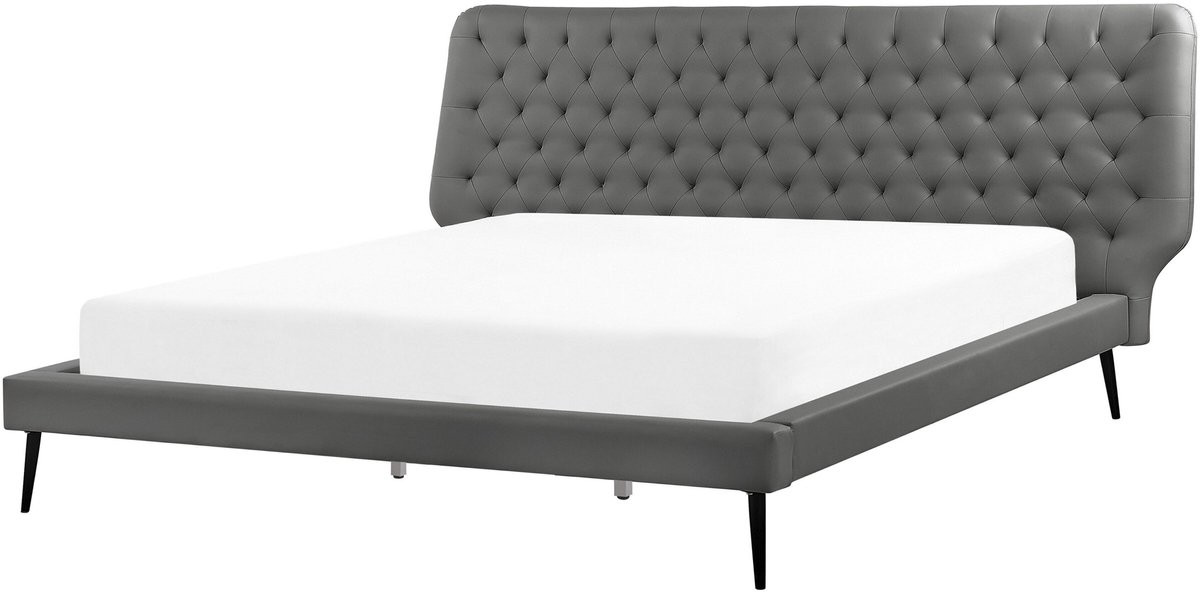 Beliani Essonne Tweepersoonsbed - Grijs - 160 x 200 cm - Gestoffeerd