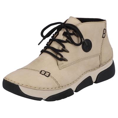 Schnürboots RIEKER, Damen, Gr. 36, Textil, beige, Lederimitat, Schuhe Schnürboots, mit Ziersteppung