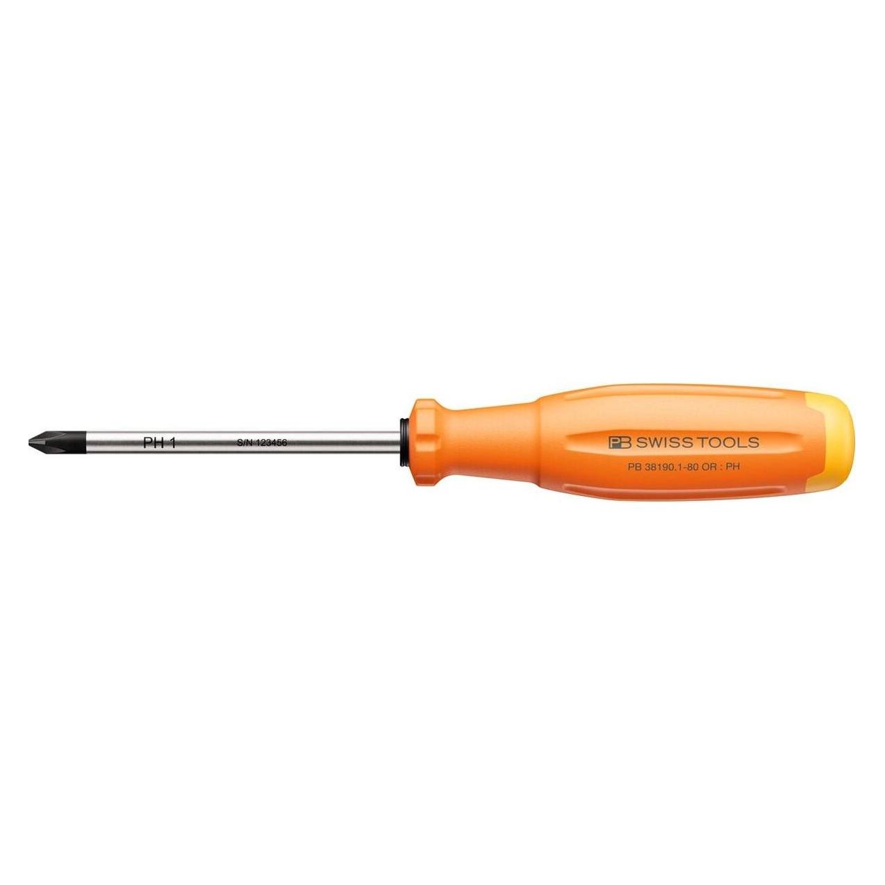 PB Swiss Tools Phillips-Schraubenzieher PB 38190 SwissGrip Evo Gr. 1 80 mm OR (PB 38190.1-80 OR-141258.1082)