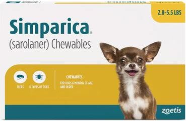 Simparica Chewables For Dogs 2.8-5.5 Lbs (Yellow) 3 Doses